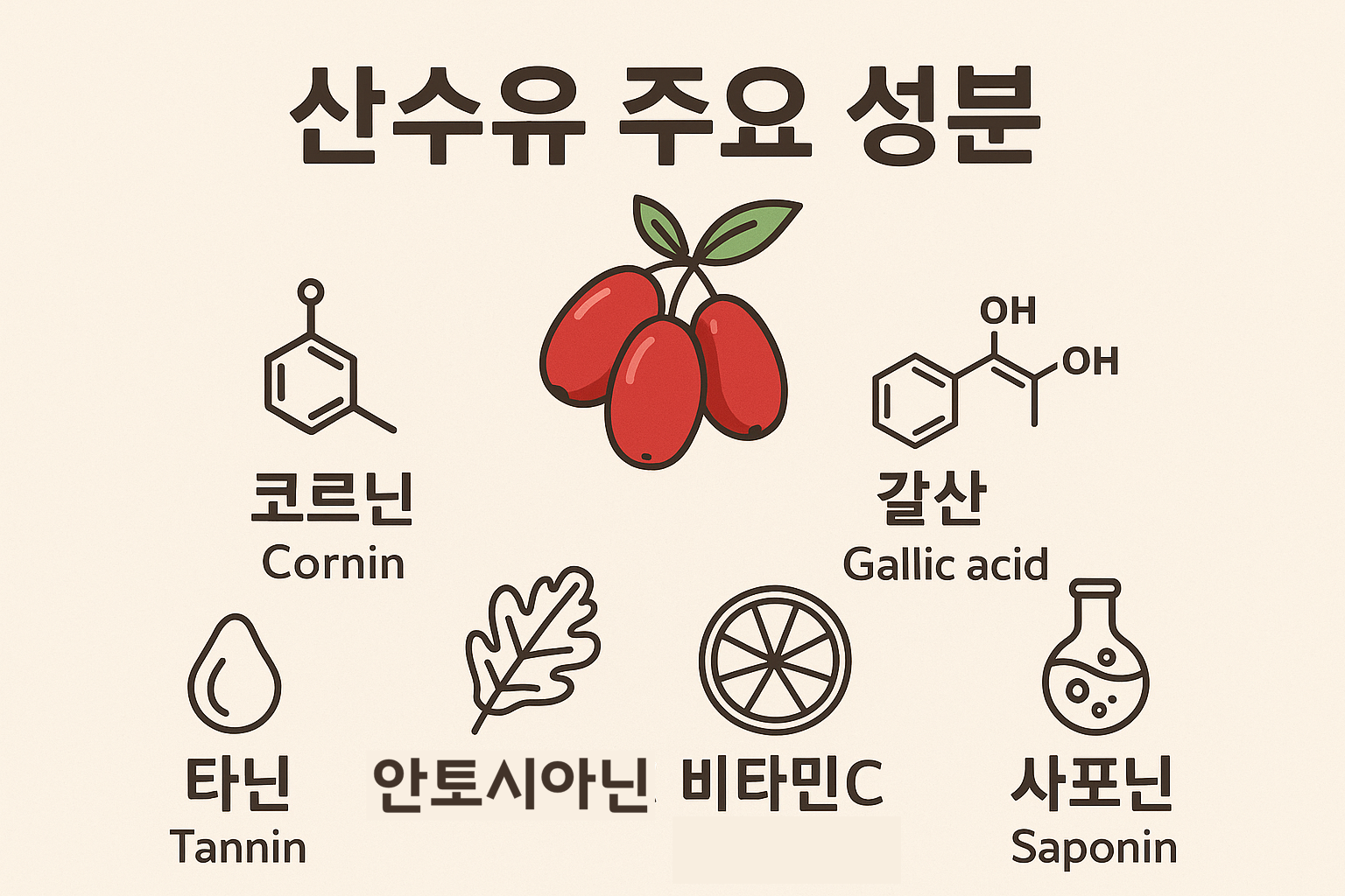 산수유 성분 인포그래픽